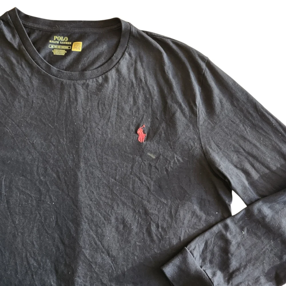 Polo Ralph Lauren Black Classic Long Sleeve T Shirt Red Pony Crewneck Size XL